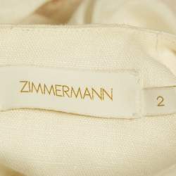 Pre Owned Zimmermann Off-White Floral Print Linen Hummingbird Mini Dress M