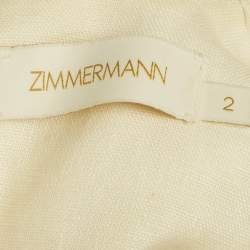 Pre Owned Zimmermann Off-White Floral Print Linen Hummingbird Mini Dress M