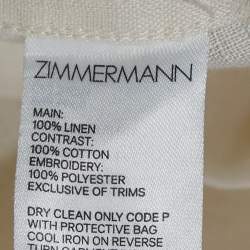 Pre Owned Zimmermann Beige Crocheted Lace and Linen Shirt & Pants Set M