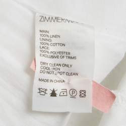 مملوكة مسبقًا Zimmermann White Linen Lace Trim Detail Ruffled Mini Dress M