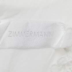 مملوكة مسبقًا Zimmermann White Linen Lace Trim Detail Ruffled Mini Dress M