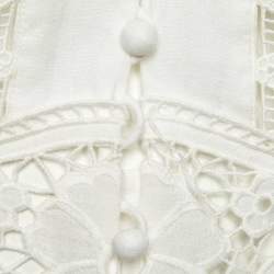 Pre Owned Zimmermann White Linen August Plunge Mini Dress M