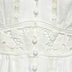 Pre Owned Zimmermann White Linen August Plunge Mini Dress M