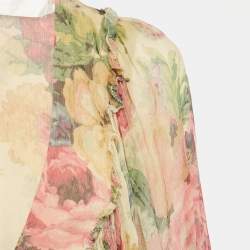 Pre Owned Zimmermann Multicolor Printed Silk Ruffled Wrap On Crop Top M