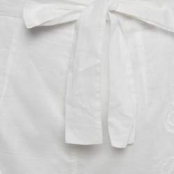 Pre Owned Zimmermann White Cotton Broderie Anglaise Belted Shorts M