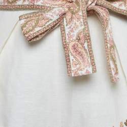 Pre Owned Zimmermann Beige Paisley Print Linen Brighton Tuck Shorts M