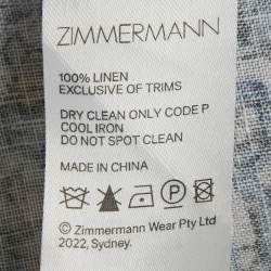 Pre Owned Zimmermann Pink/Blue Vitali Floral Print Linen Wrap Dress M