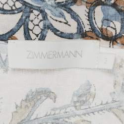 Pre Owned Zimmermann Pink/Blue Vitali Floral Print Linen Wrap Dress M