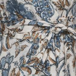 Pre Owned Zimmermann Pink/Blue Vitali Floral Print Linen Wrap Dress M