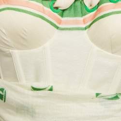 Pre Owned Zimmermann Off -White Printed Linen Blend High Tide Mini Dress XS 