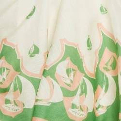 Pre Owned Zimmermann Off -White Printed Linen Blend High Tide Mini Dress XS 