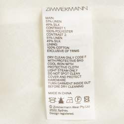 Pre Owned Zimmermann Off -White Printed Linen Blend High Tide Mini Dress XS 