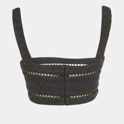 Pre Owned Zimmermann Black Embroidered Cotton Sleeveless Crop Top M