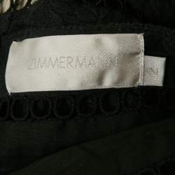 Pre Owned Zimmermann Black Embroidered Cotton Sleeveless Crop Top M
