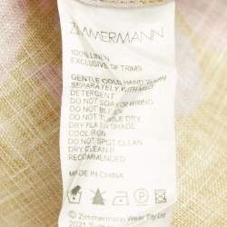 Pre Owned Zimmermann Yellow Printed Linen Teddy Gathered Midi Dress L