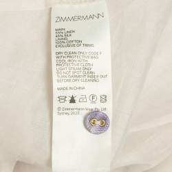 Pre Owned Zimmermann Purple Floral Print Linen and Silk Draped Mini Dress M