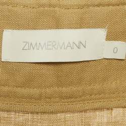 Pre Owned Zimmermann Beige Linen Belted Wide Leg Trousers S