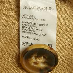 Pre Owned Zimmermann Beige Linen Belted Wide Leg Trousers S