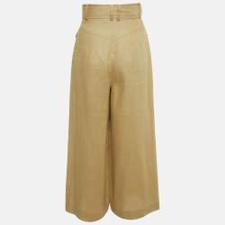 Pre Owned Zimmermann Beige Linen Belted Wide Leg Trousers S