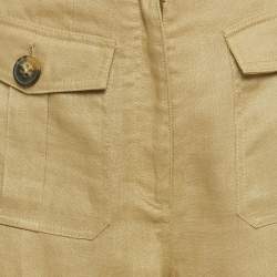 Pre Owned Zimmermann Beige Linen Belted Wide Leg Trousers S