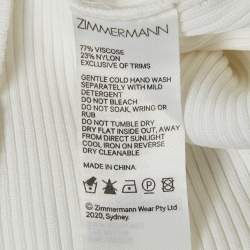 Pre Owned Zimmermann White Rib Knit Sleeveless Tie-Up Top XS