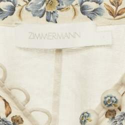 مملوكة مسبقًا Zimmermann Beige Printed Linen Aliane Maxi Dress M