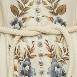 مملوكة مسبقًا Zimmermann Beige Printed Linen Aliane Maxi Dress M