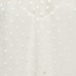 Pre Owned Zimmermann Off-White Dotted Crepe Fil Coupe Pleat Detail Top M