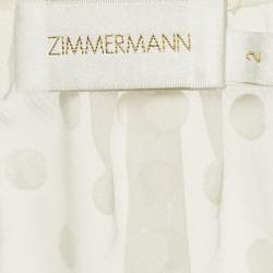 Pre Owned Zimmermann Off-White Dotted Crepe Fil Coupe Pleat Detail Top M