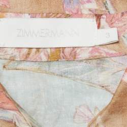 Pre Owned Zimmermann Multicolor Floral Print Ramie & Linen Shirt & Pants Set L