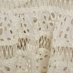 Pre Owned Zimmermann White Guipure Lace V-Neck Mini Dress S