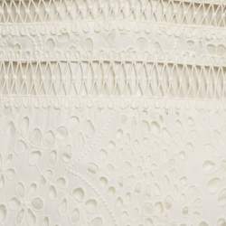 Pre Owned Zimmermann White Guipure Lace V-Neck Mini Dress S