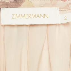 Pre Owned Zimmermann Pink Floral Print Silk Dancer Flutter Playsuit M