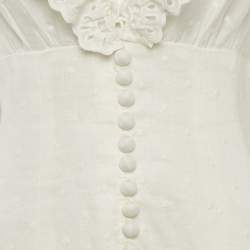 Pre Owned Zimmermann White Swiss Dot Anglaise Broderie Linen Bellitude Mini Dress M