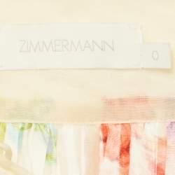 Pre Owned Zimmermann Multicolor/Off-White Floral Print Ramie Raie Billow Blouse S