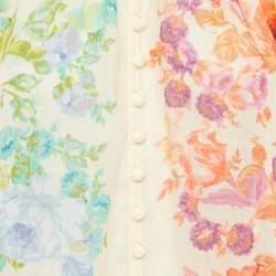 Pre Owned Zimmermann Multicolor/Off-White Floral Print Ramie Raie Billow Blouse S