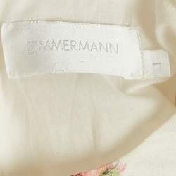 Pre Owned Zimmermann White Floral Print Linen Maxi Dress M