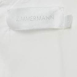 مملوكة مسبقًا Zimmermann White Linen Lace Trimmed Castile Plunge Neck Mini Dress M