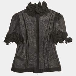 Pre Owned Zimmermann Black Line Silk Liftoff Flower Luminosity Top S