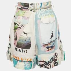 Pre Owned Zimmermann Multicolor Printed Linen Glassy Safari Shorts S
