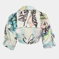Pre Owned Zimmermann Multicolor Printed Linen Glassy Safari Crop Top S