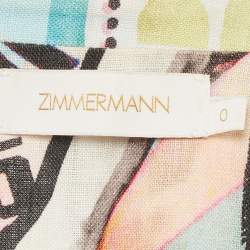 Pre Owned Zimmermann Multicolor Printed Linen Glassy Safari Crop Top S