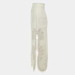 Pre Owned Zimmermann White Linen Ninety-Six Ric Rac Long Skirt M