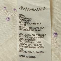 Pre Owned Zimmermann White Linen Ninety-Six Ric Rac Long Skirt M