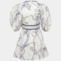 Pre Owned Zimmermann White Printed Cotton Mini Dress XS