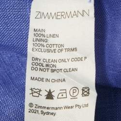 Pre Owned Zimmermann Purple Linen Open Back Asymmetric Cut-Out Midi Dress S