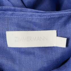 Pre Owned Zimmermann Purple Linen Open Back Asymmetric Cut-Out Midi Dress S