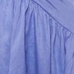 Pre Owned Zimmermann Purple Linen Open Back Asymmetric Cut-Out Midi Dress S