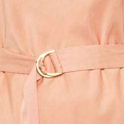 Pre Owned Zimmermann Peach Dupion Neck Tie Detail Midi Dress S