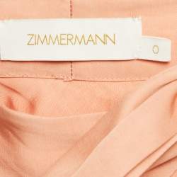 Pre Owned Zimmermann Peach Dupion Neck Tie Detail Midi Dress S